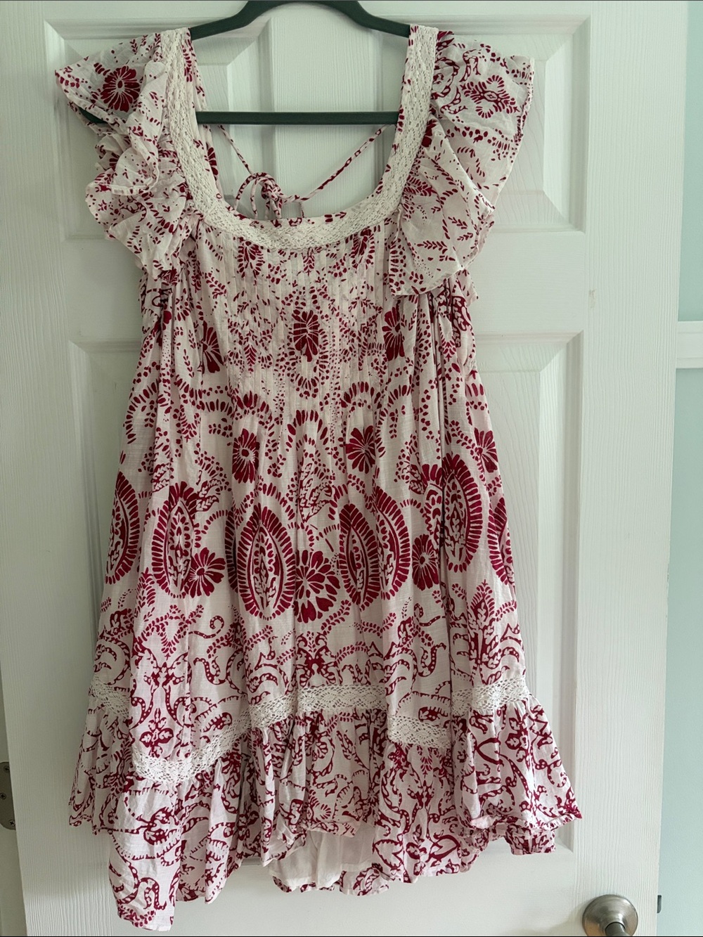 Maeve White Mini Dress with Red Floral Print